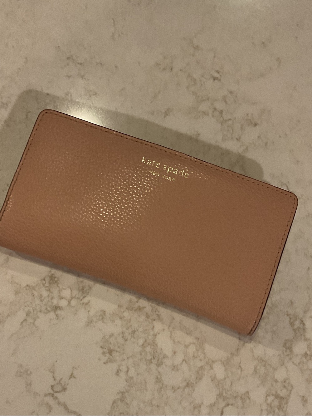 kate spade Pebbled Leather Continental Wallet Nude Pink